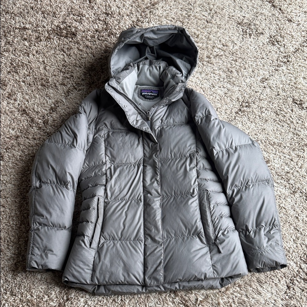 Patagonia Grey Hooded Puffer Jacket